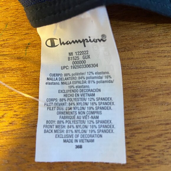 **Champion** Women's Motion Control Zip Sports Bra, Surf the Web, 36B  B1525 - Picture 7 of 7